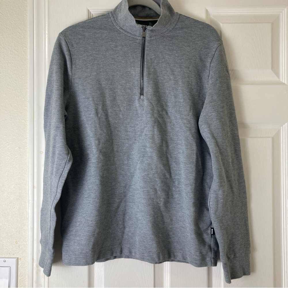 Hugo Boss Sidney Pullover Men’s Gray 1/4 zip Size M